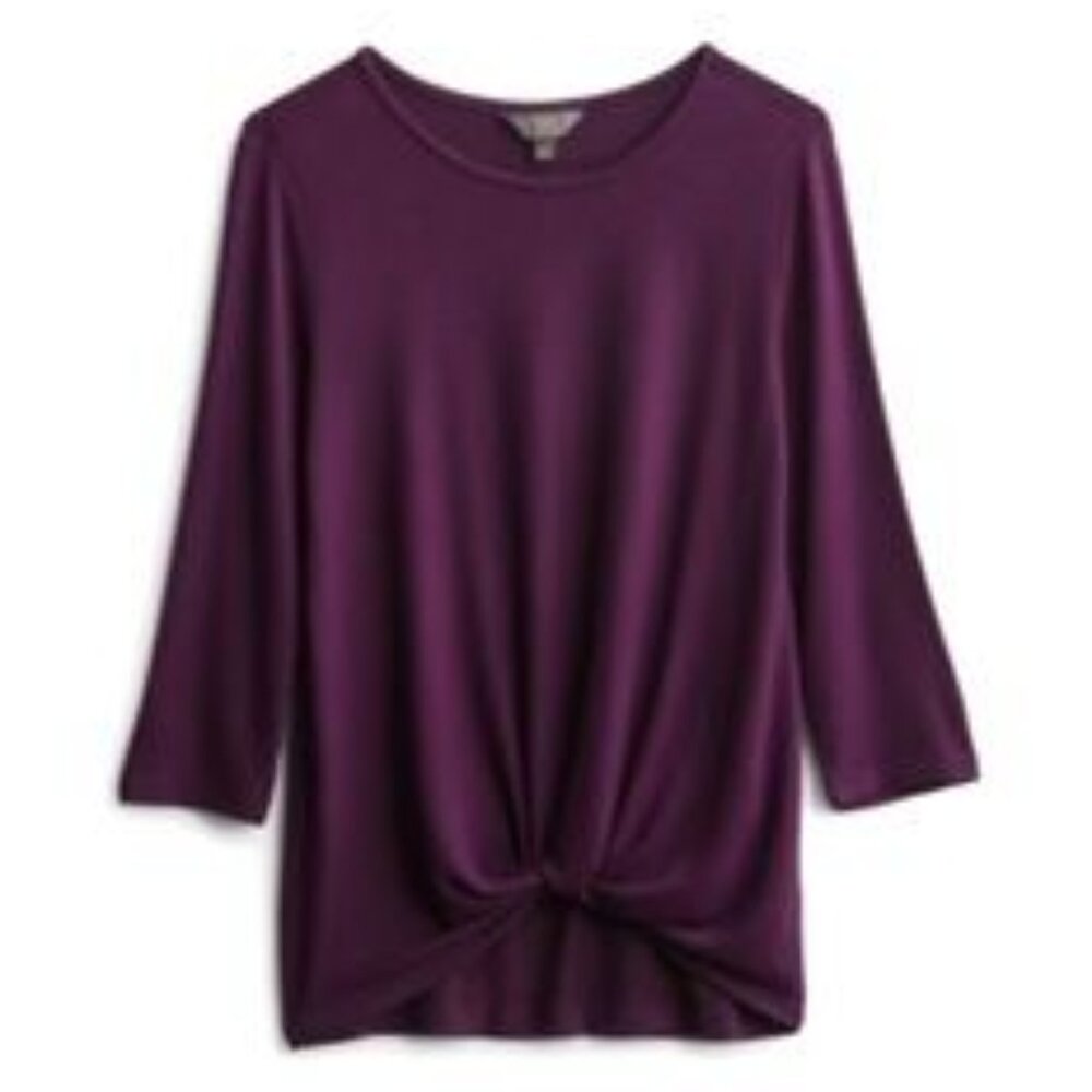 Mix by 41 Hawthorn Denver Front Twist Brushed Knit Top in Purple
